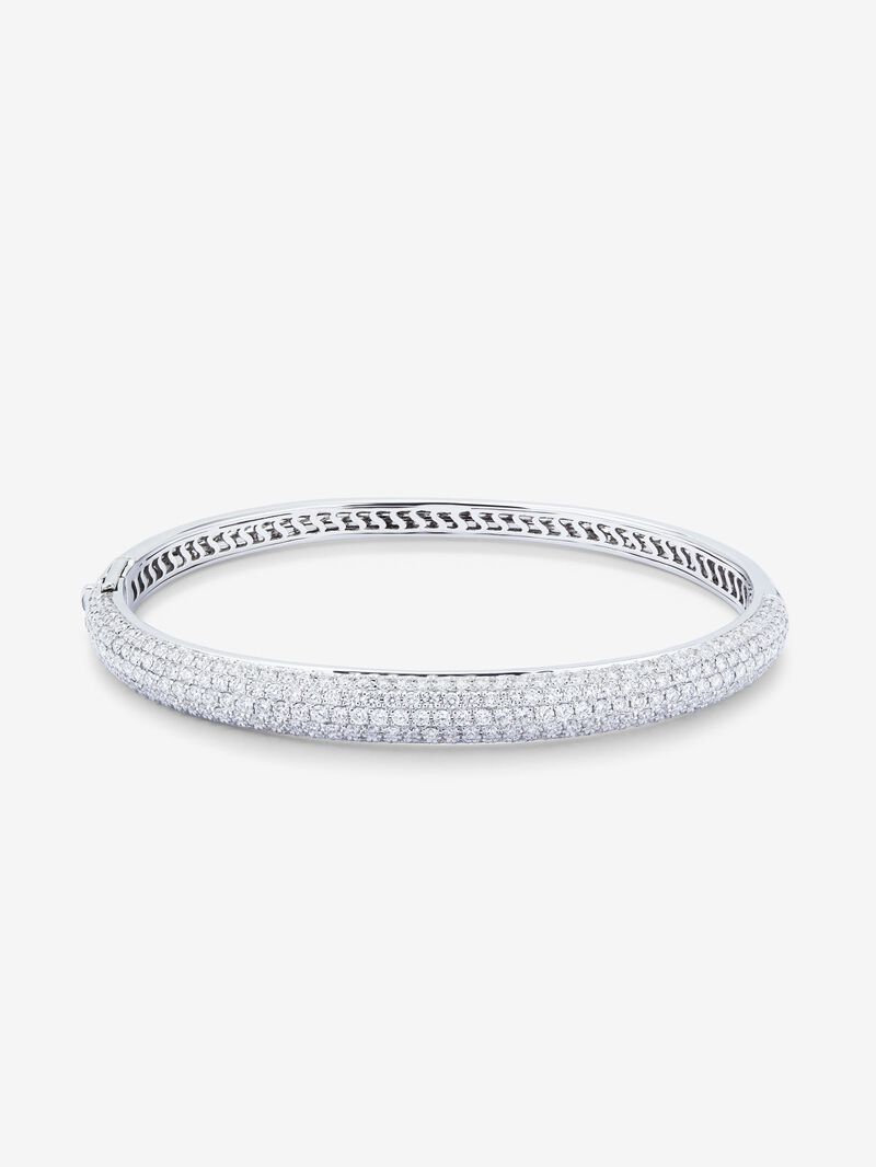 Rigid half -cane bracelet 18k white with diamond paw image number 0