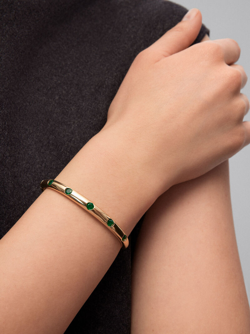 18K yellow gold bracelet with 1.02 ct brilliant cut emeralds image number 3