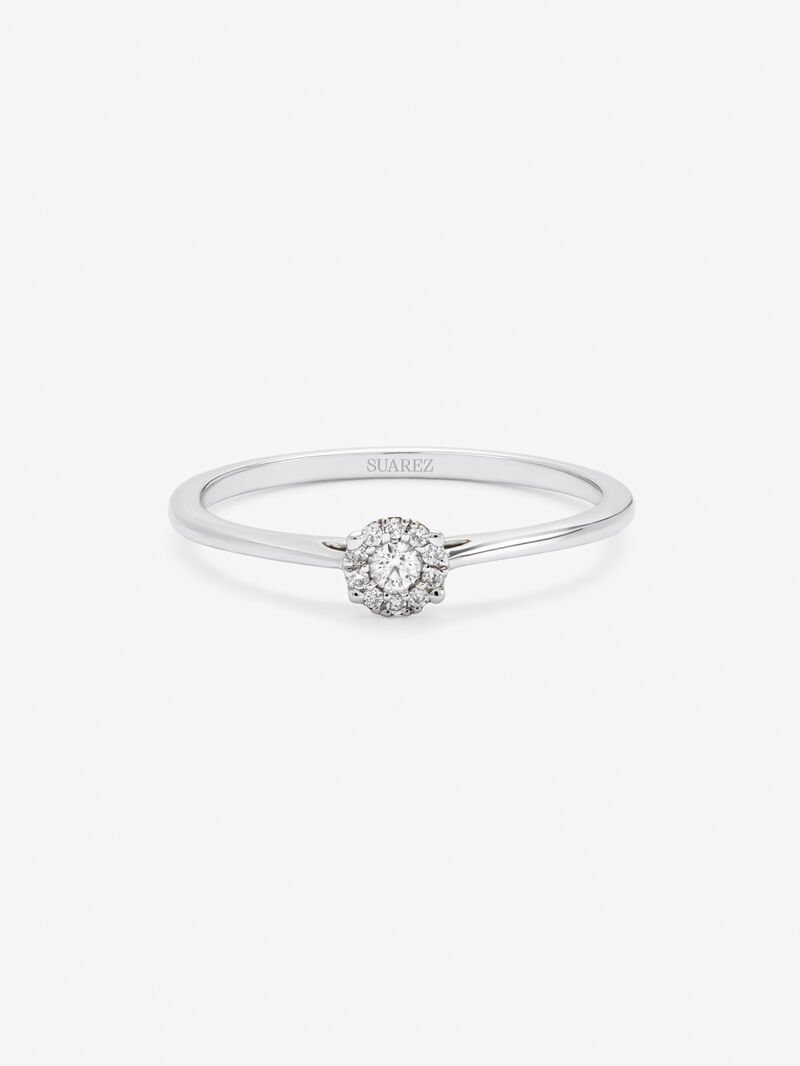 18K white gold ring with 11 brilliant-cut diamonds with a total of 0.06 cts image number 2