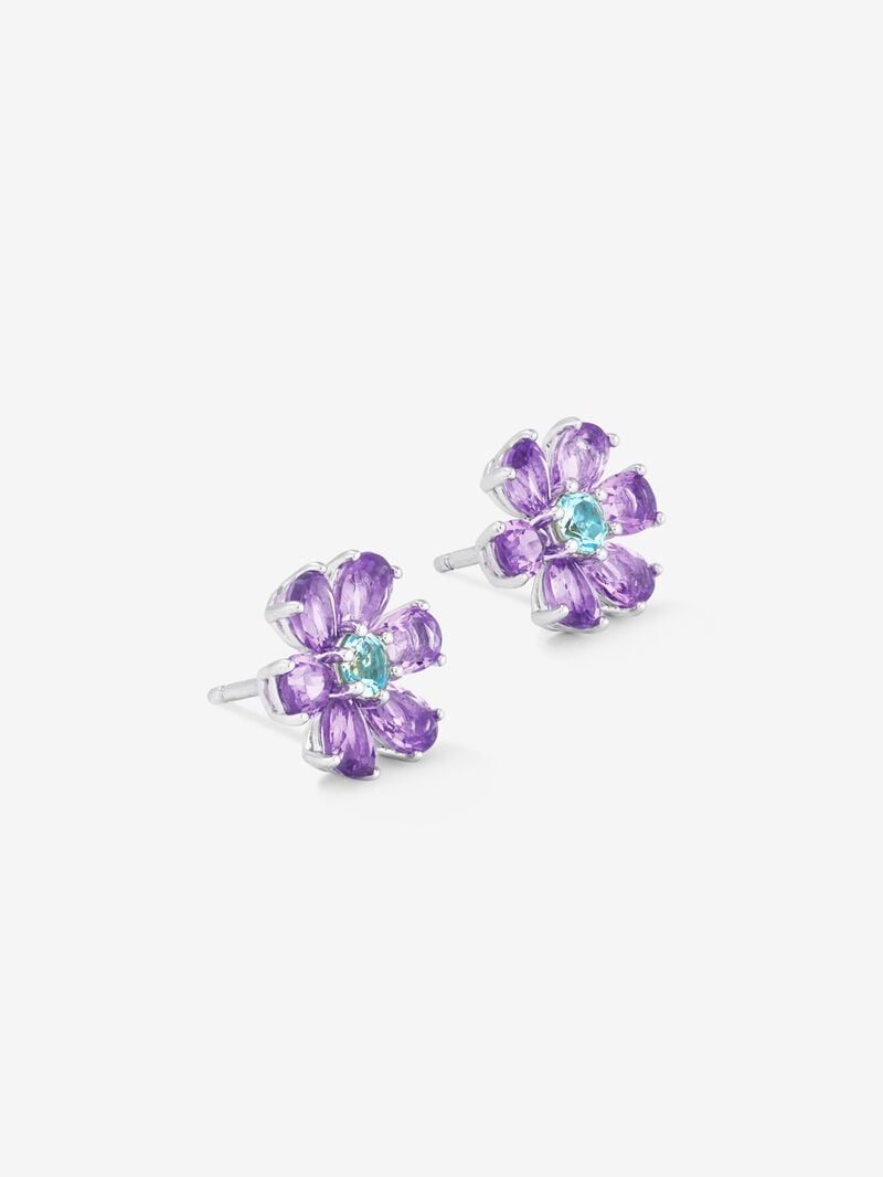 Silver Flower 925 with Topacio and Amatista image number 3