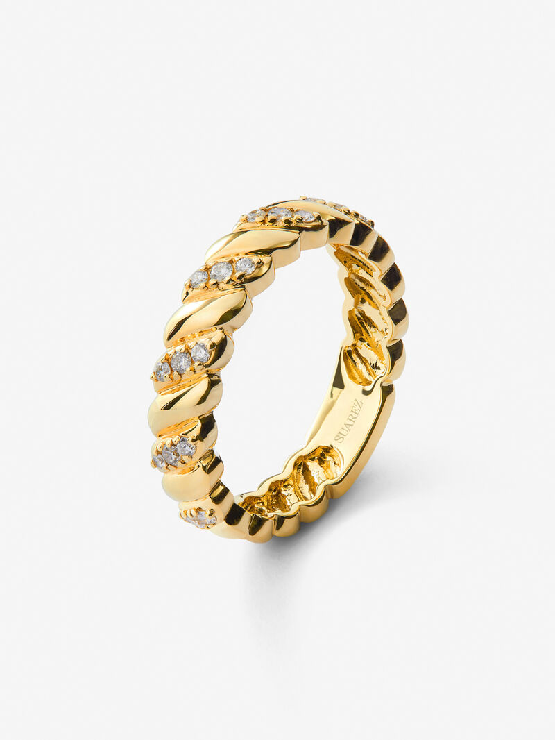 18K yellow gold ring with white diamonds of 0.18 cts image number 0