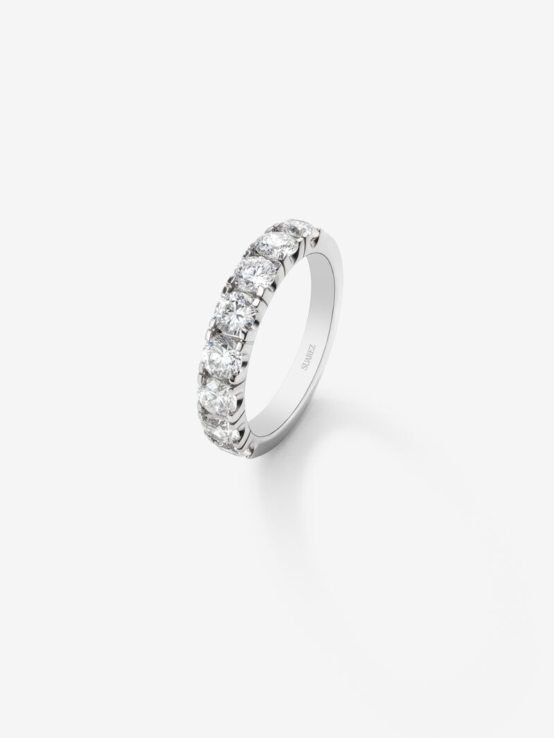 18K White Gold Half Eternity Engagement Ring with Claw-Set Diamonds. image number 0