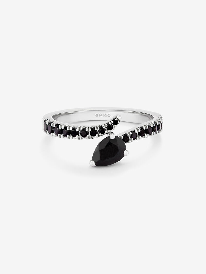 925 silver open ring with 19 pear-cut and brilliant spinels image number 2