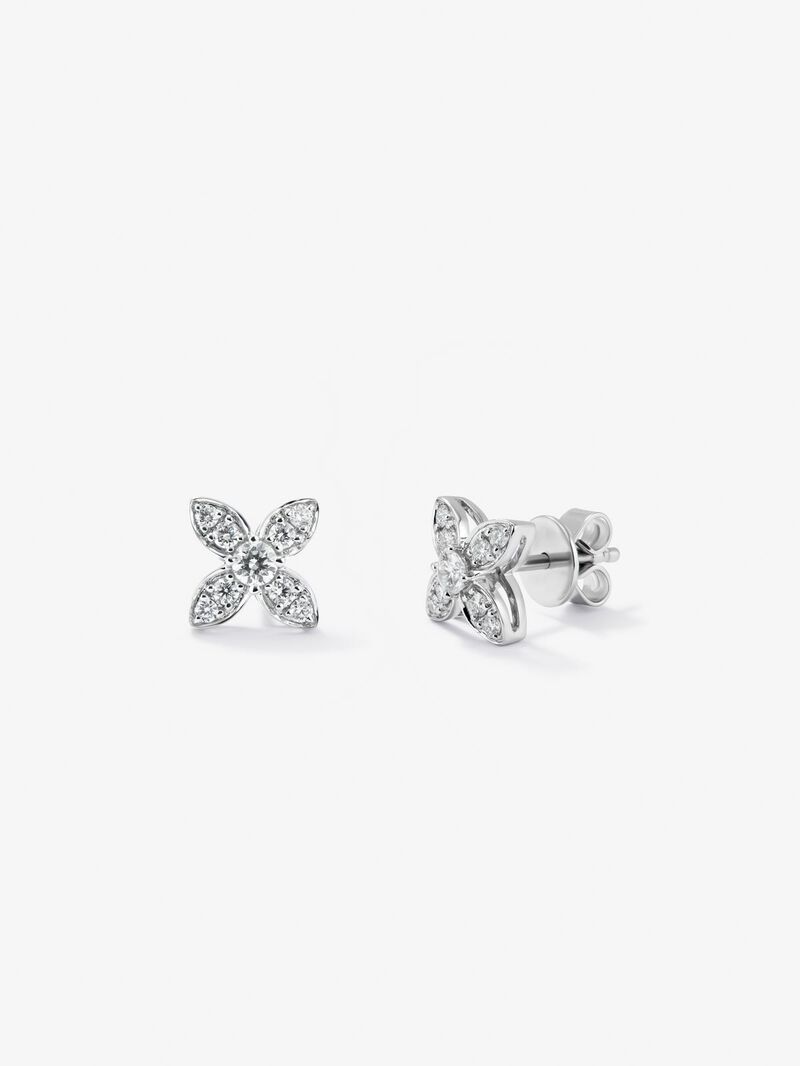 18K white gold earrings with white diamonds of 0.4 cts image number 0