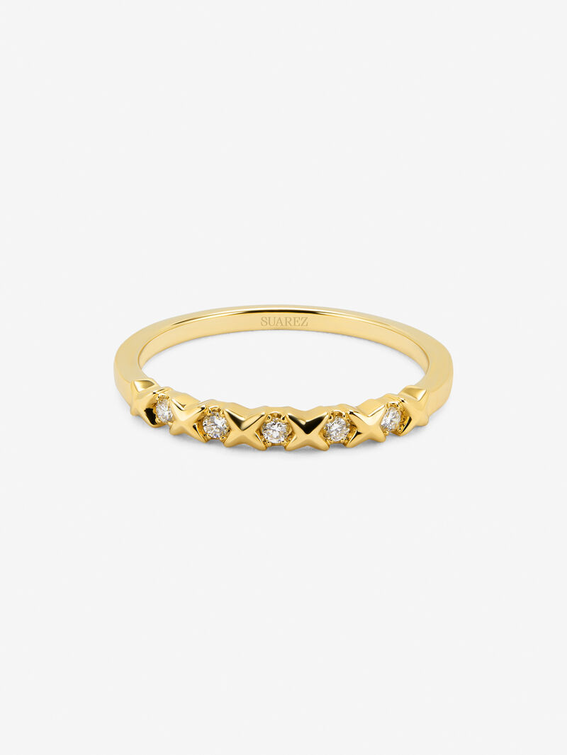 18K yellow gold ring with 5 brilliant-cut diamonds with a total of 0.07 cts image number 2