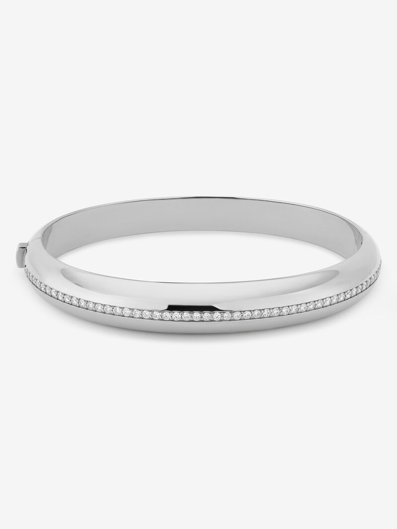 Rigid 18K White Gold Bracelet with Pavé Brilliant-Cut Diamonds image number 0