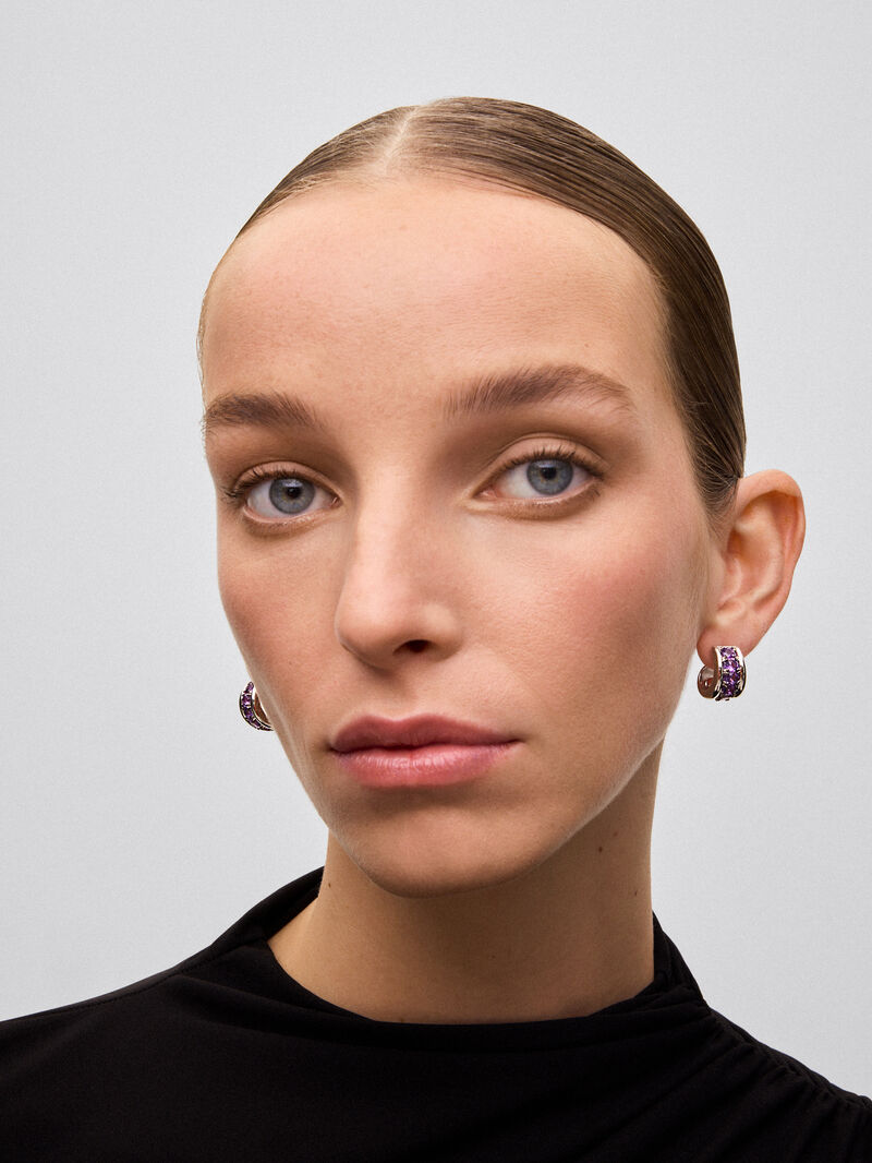 925 silver earrings with brilliant-cut amethyst pave image number 1