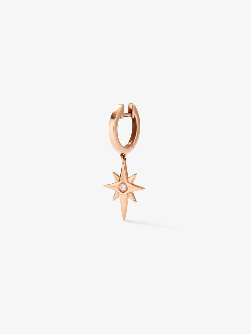 Individual 18K rose gold earring with 0.05 ct brilliant cut diamond image number 3