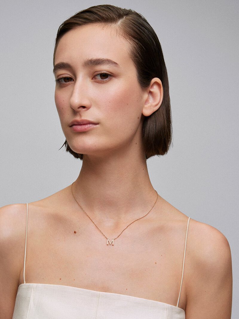 Pendant necklace with 18K rose gold initial and diamonds image number 1
