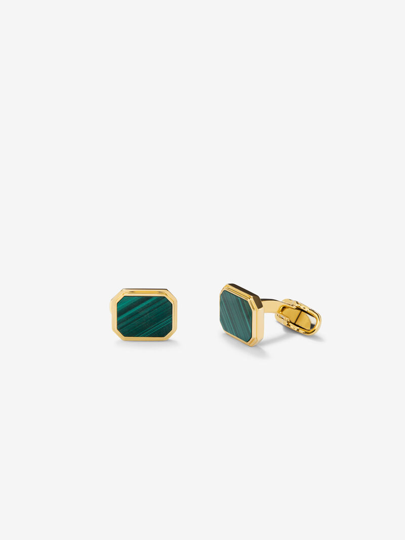 18k yellow gold twins with 6.7 cts green malaquita image number 0