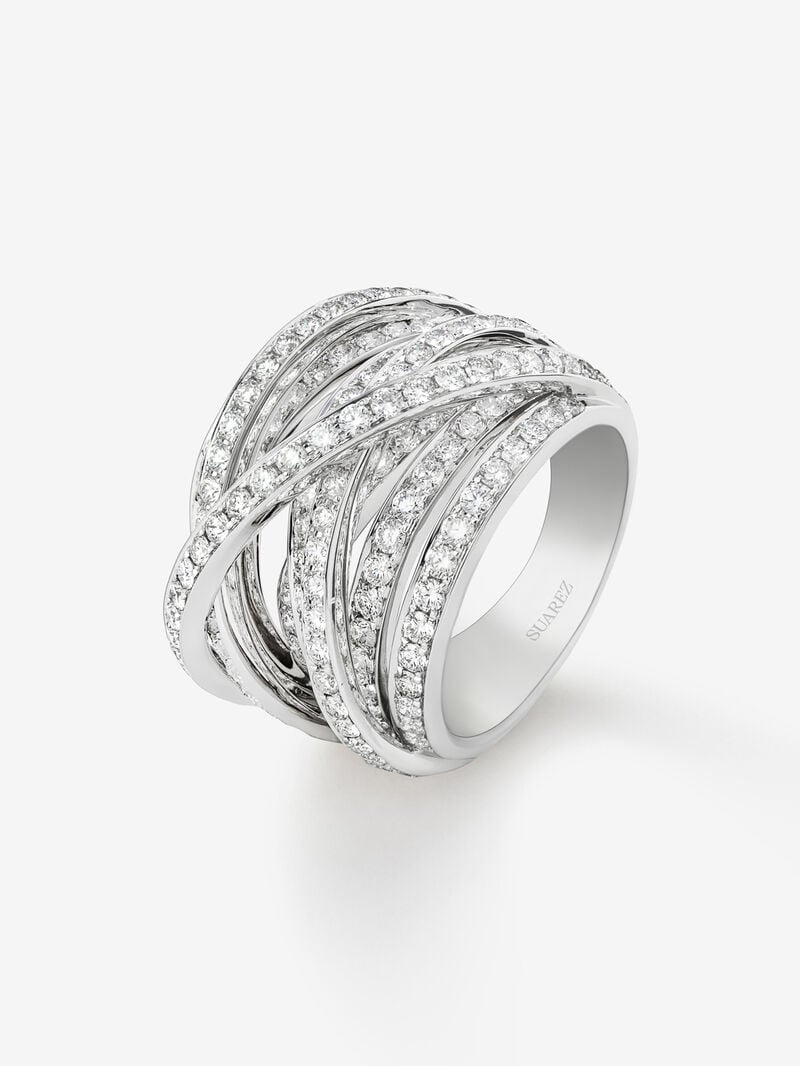 18K white gold multi-arm ring with 185 brilliant-cut diamonds with a total of 2.67 cts image number 0