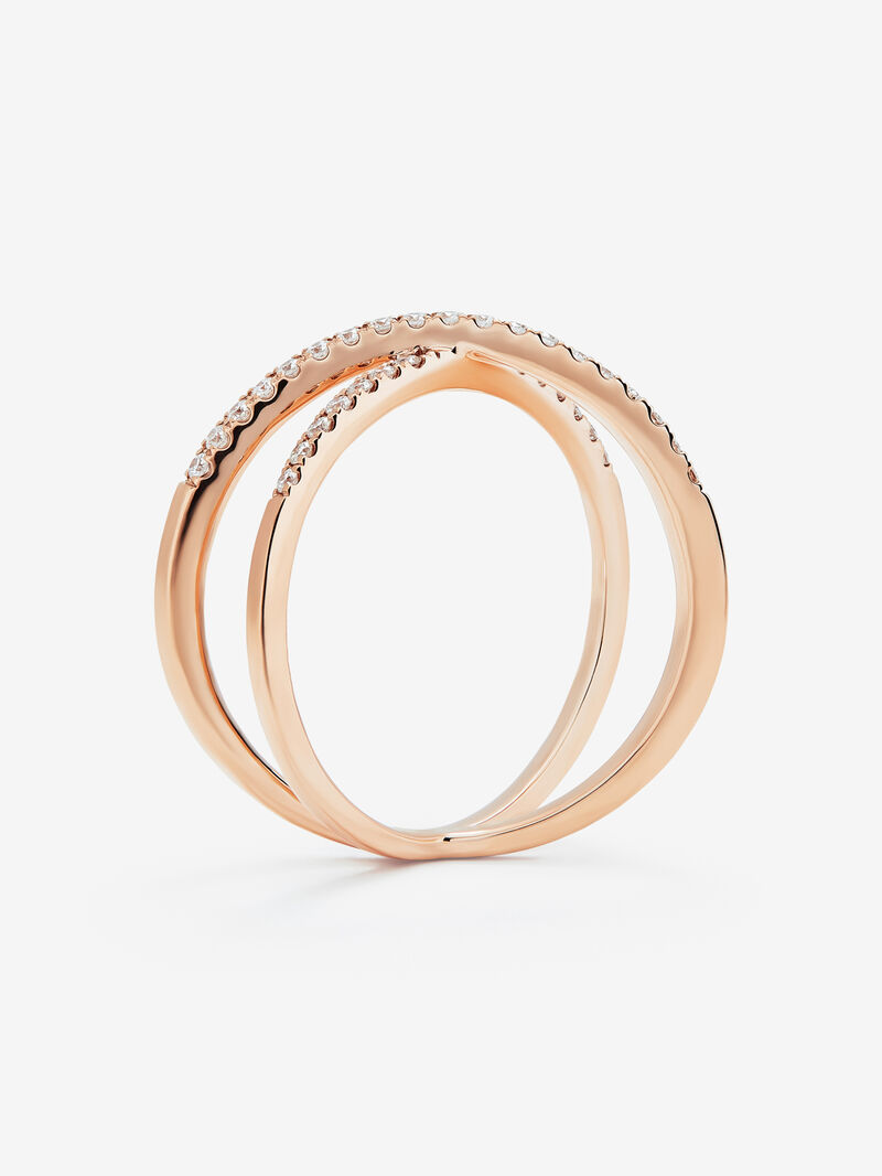 18K rose gold cross ring with 33 brilliant-cut white diamonds with a total of 0.2 cts image number 3
