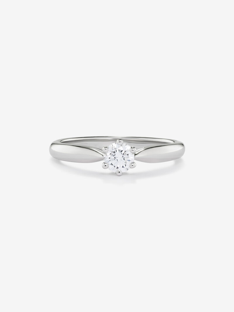 18K white gold compromise ring with 0.3 carat central diamond image number 2