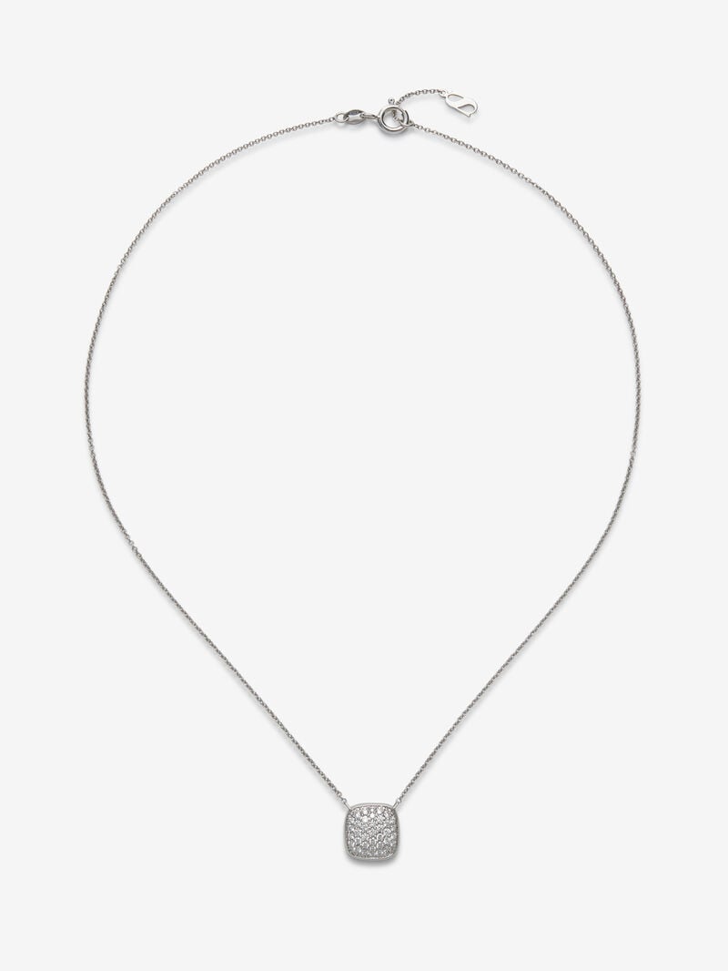 18K White Gold Pendant with Geometric Central Motif and Brilliant-Cut Pavé Diamonds image number 0