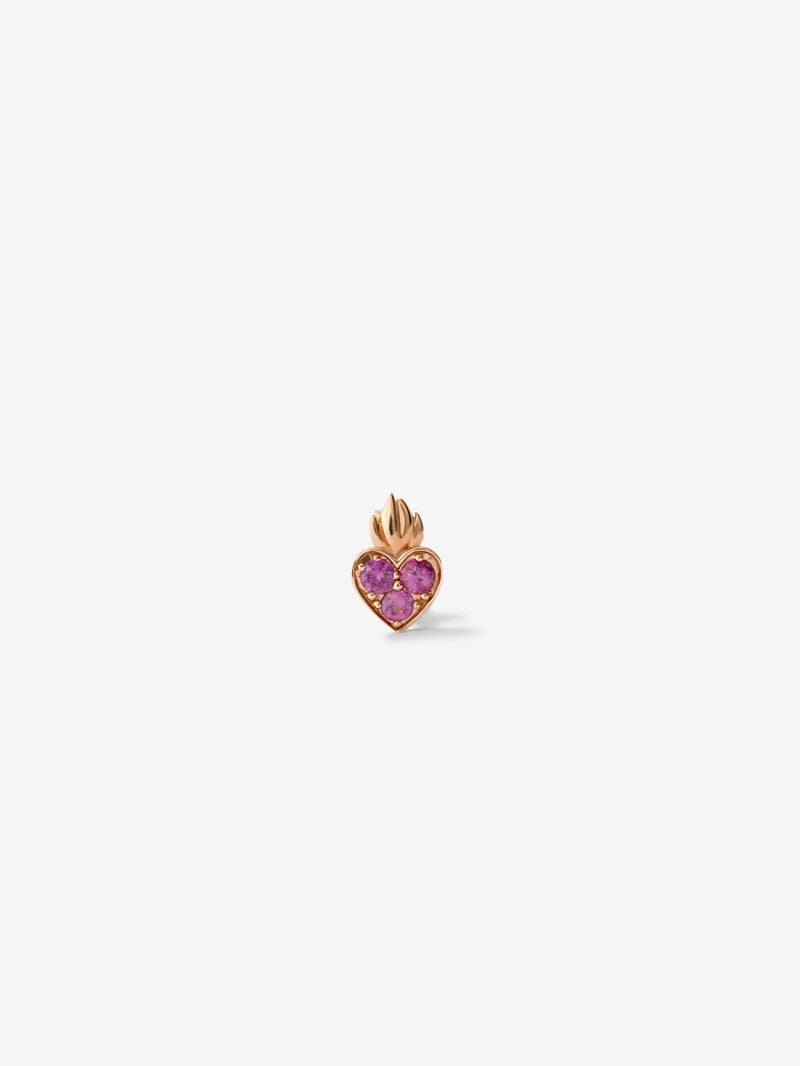 Individual 18kt rose gold heart pendant with 0.14cts pink sapphires. image number 2