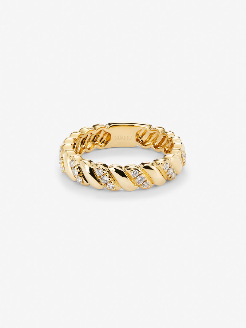 18K yellow gold ring with white diamonds of 0.18 cts image number 2