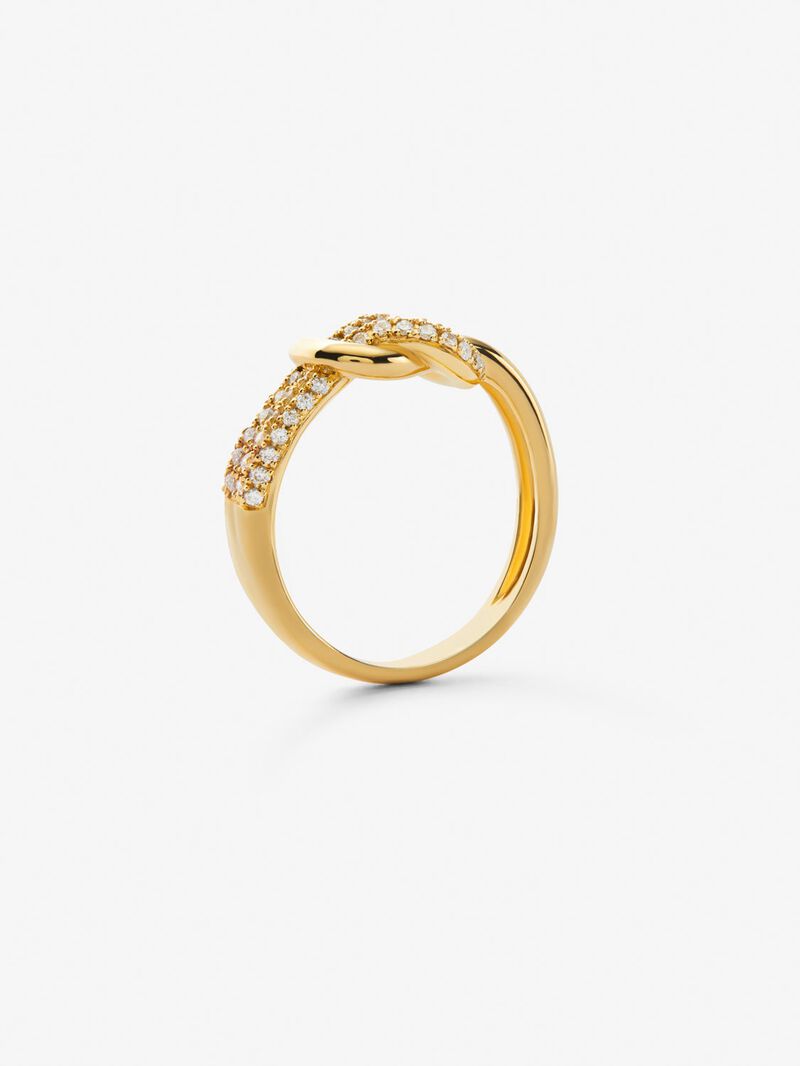 18K yellow gold ring with white diamonds of 0.32 cts and knot shape image number 4