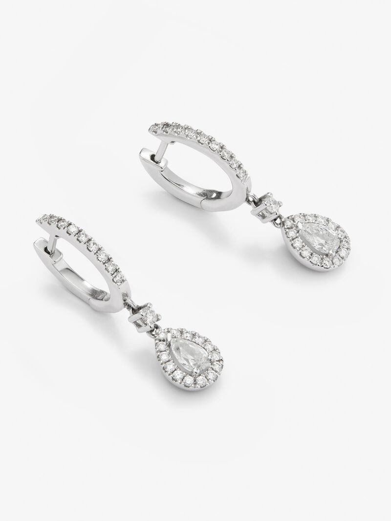 18K white gold hoop earrings with 48 brilliant-cut diamonds with a total of 0.4 cts and 2 pear-cut diamonds with a total of 0.3 cts image number 2