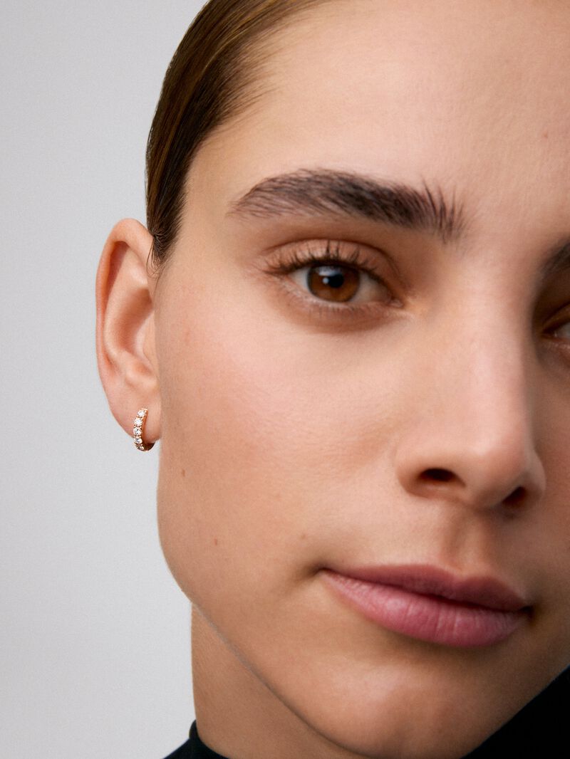 18K rose gold hoop earrings with 12 brilliant-cut diamonds with a total of 0.66 cts image number 5