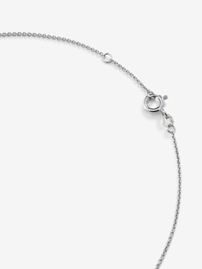 18k white gold pendant chain with three Akoya pearls and diamonds. image number 7