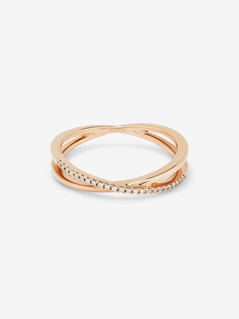 18K rose gold cross ring with 24 brilliant-cut white diamonds with a total of 0.07 cts image number 2