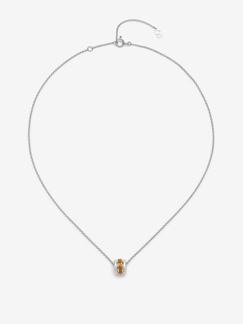 925 silver pendant with paved brilliant-cut citrine quartz image number 0