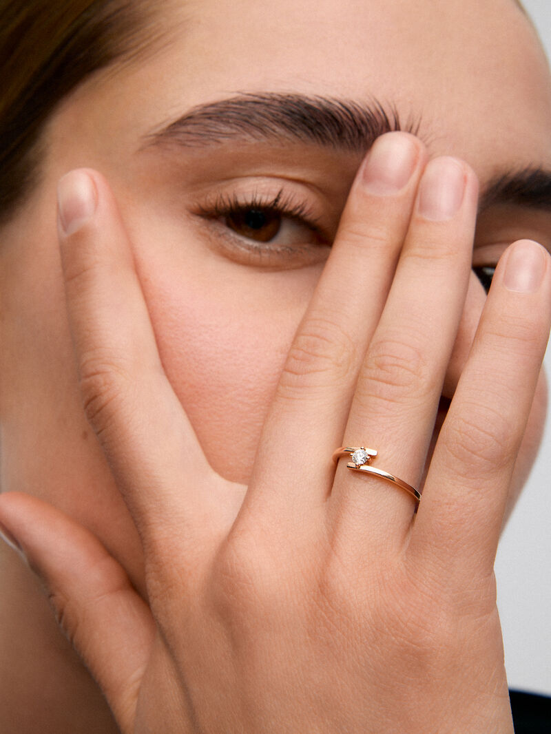 18K rose gold solitaire ring with 0.1 ct brilliant cut diamond image number 3