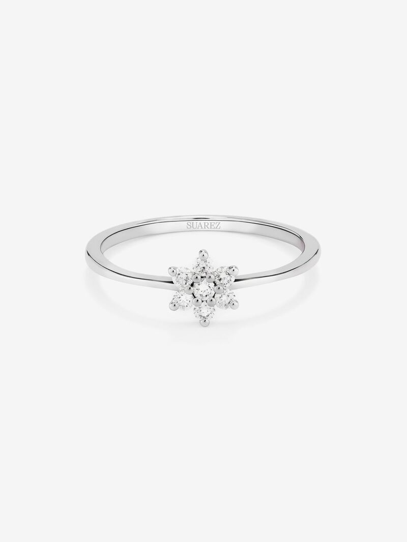 18K white gold ring with 7 brilliant-cut diamonds with a total of 0.14 cts and star shape image number 2