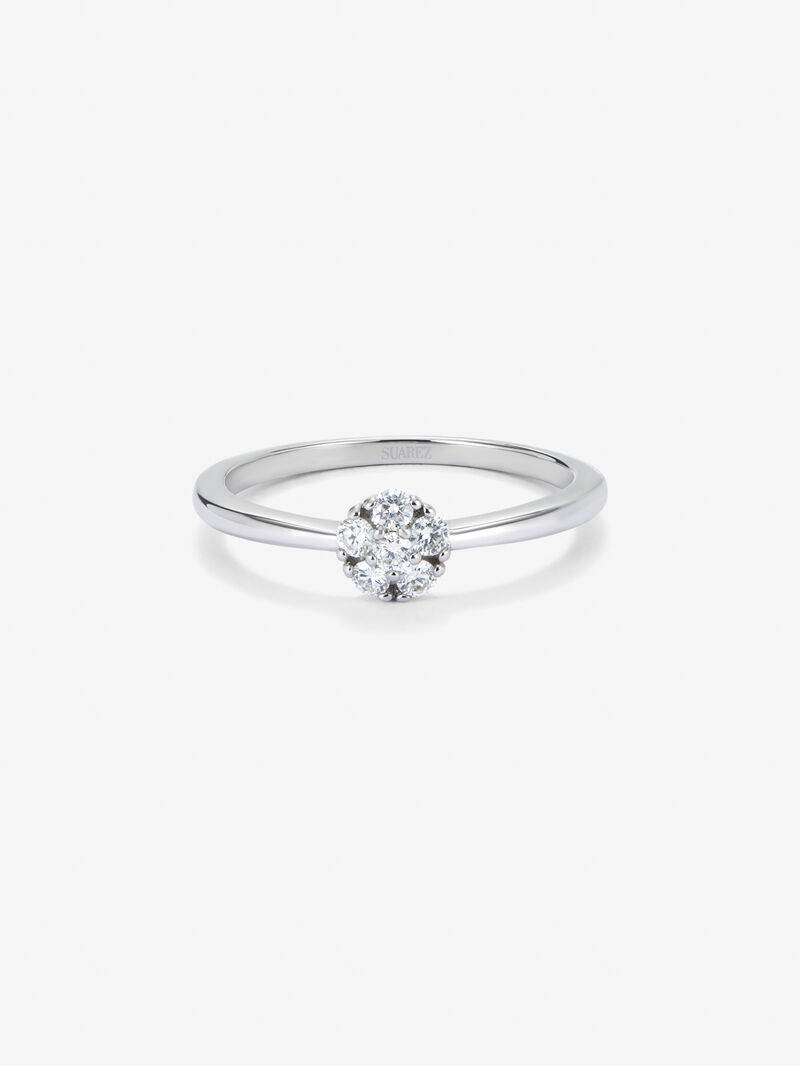 18K white gold ring with 0.17 cts diamond rosette image number 2