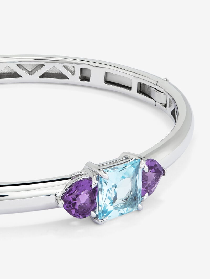925 Silver rigid bracelet with topaz and amethysts image number 2