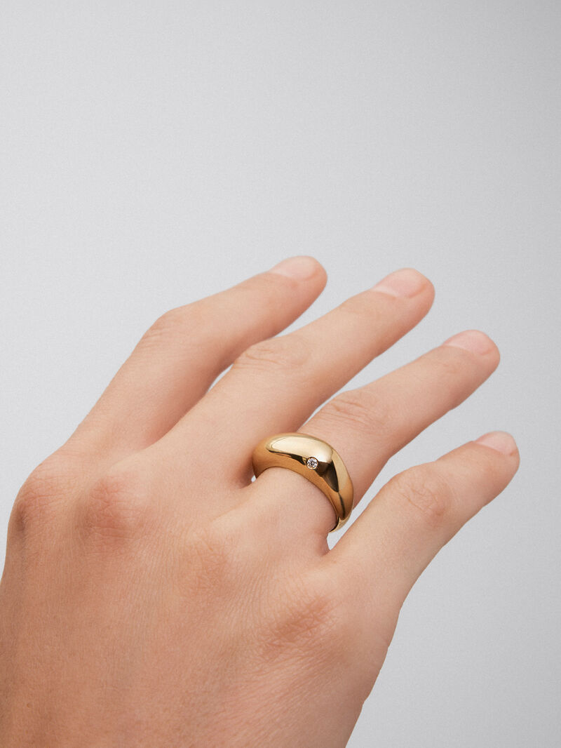 18K yellow gold ring with 0.03 ct brilliant cut diamond image number 4