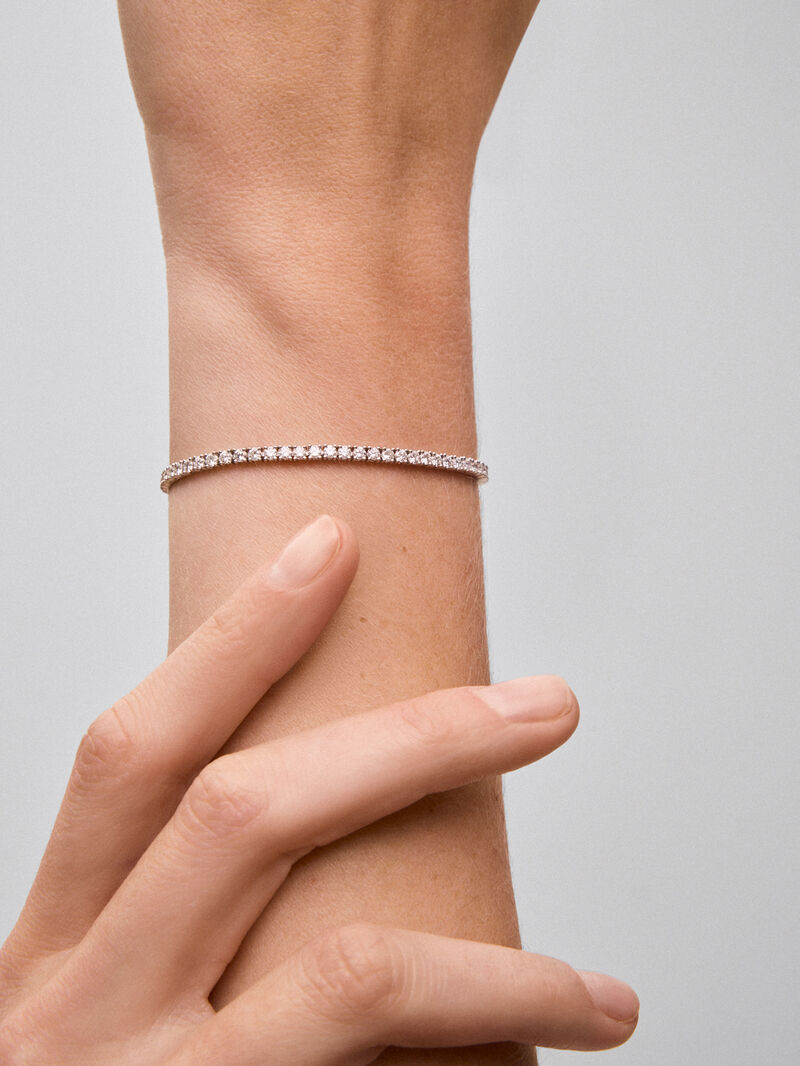 18K White Gold Diamond Riviere Bracelet image number 3