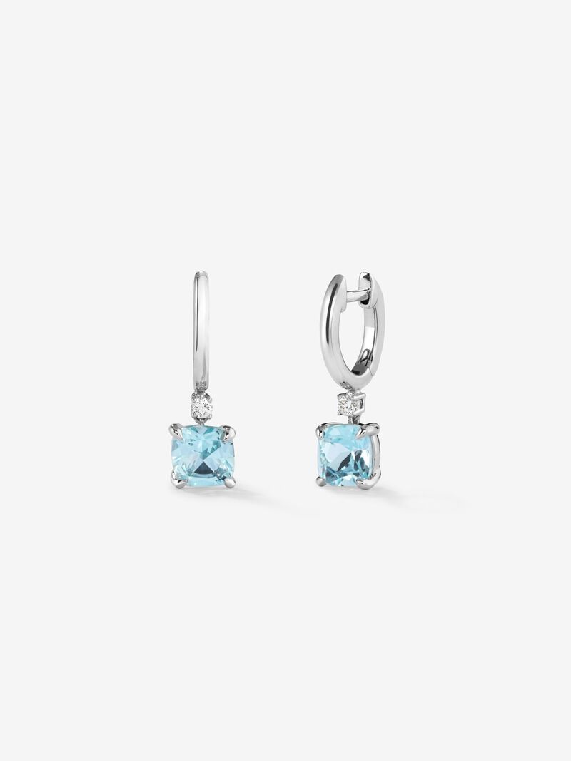 925 Silver hoop earrings with hanging topaz image number 0