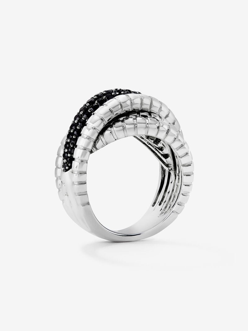 925 silver multi-arm ring with brilliant-cut black spinels image number 2