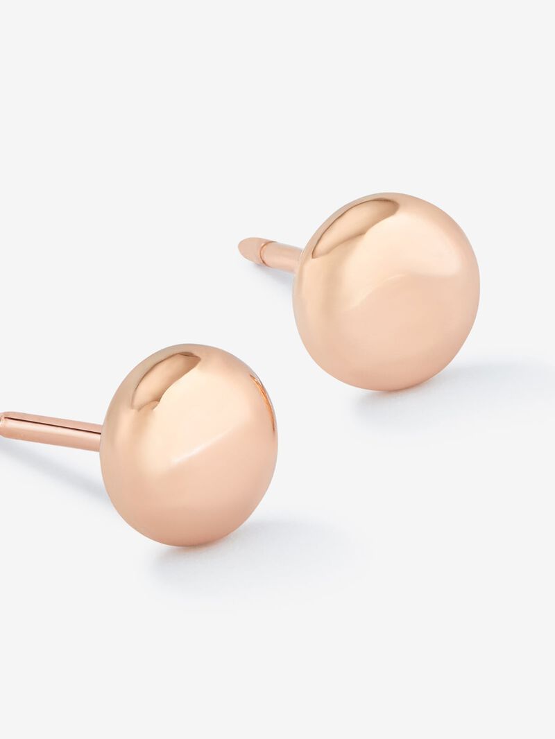 Small 18K rose gold button earrings image number 1