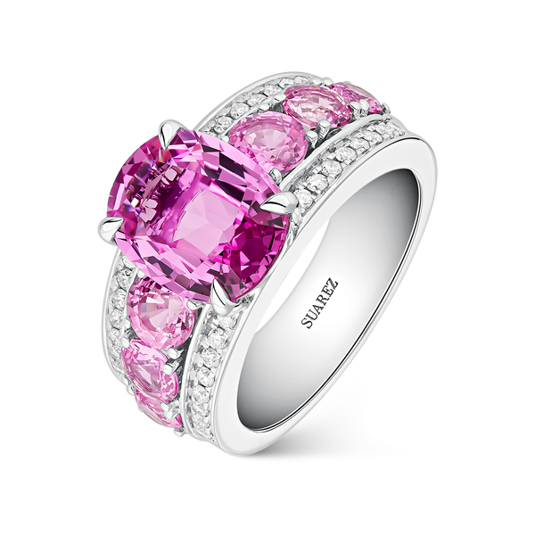 Big Three ring with 3,83 carats pink sapphire, SO19190-ZR/A001_V