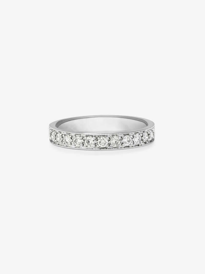 18K White Gold Half Eternity Engagement Ring with 0.38ct Diamond Band. image number 2