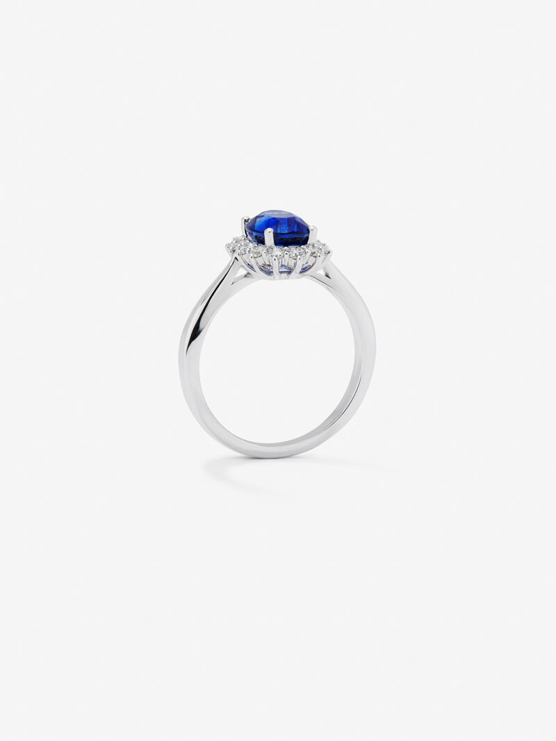 18K White Gold Ring with Royal Blue Zafiro in 2.38 cts oval size image number 2