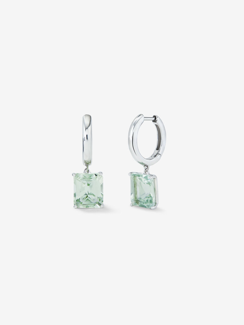 925 Silver hoop earrings with hanging green amethyst image number 0