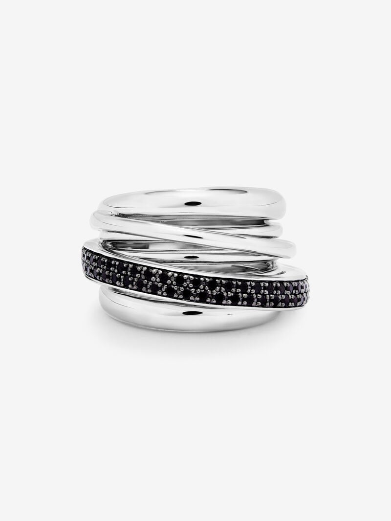 Silver multi-arm ring with 57 brilliant-cut black spinels with a total of 0.71 cts image number 2