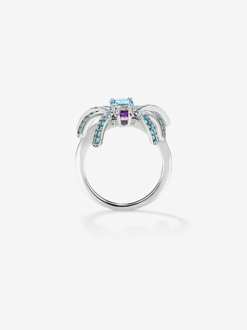 Silver Spider Ring with Topacios and amethyst image number 2