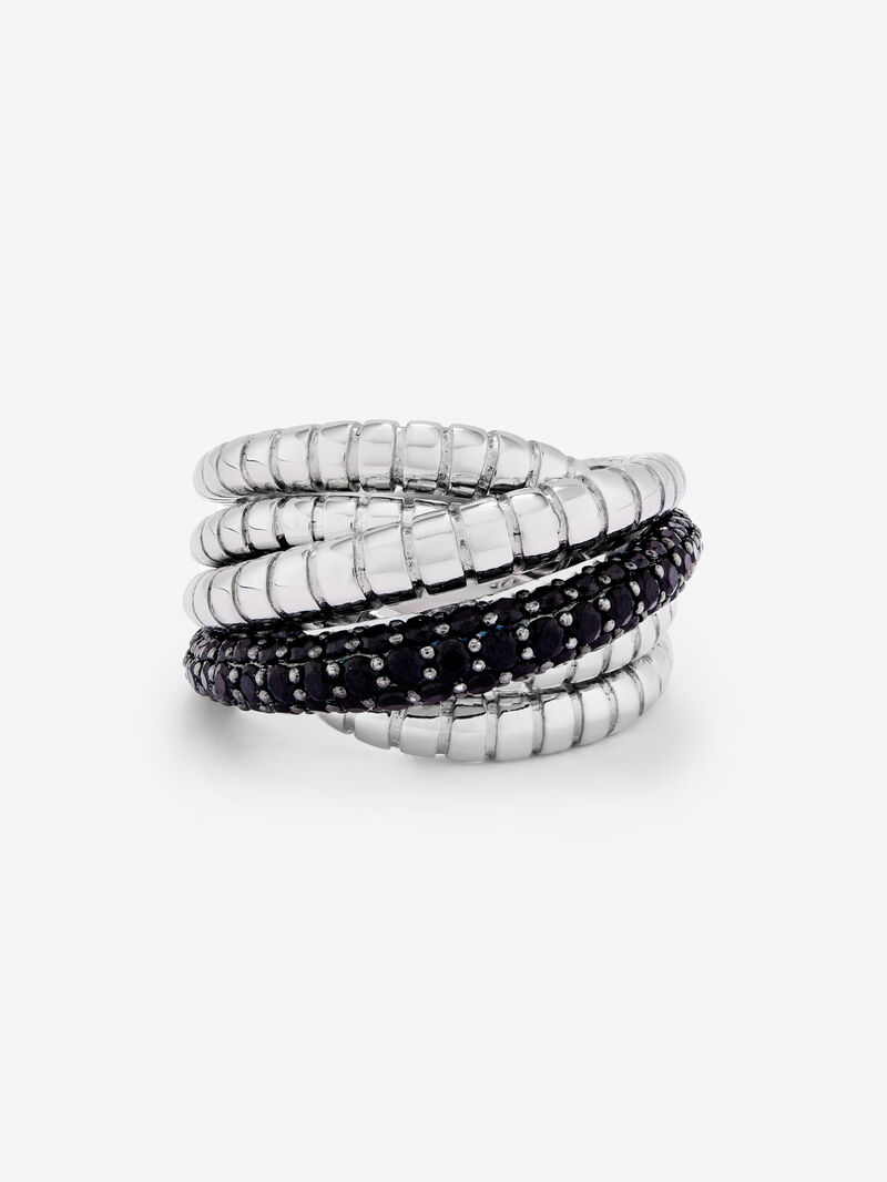 925 silver multi-arm ring with brilliant-cut black spinels image number 2