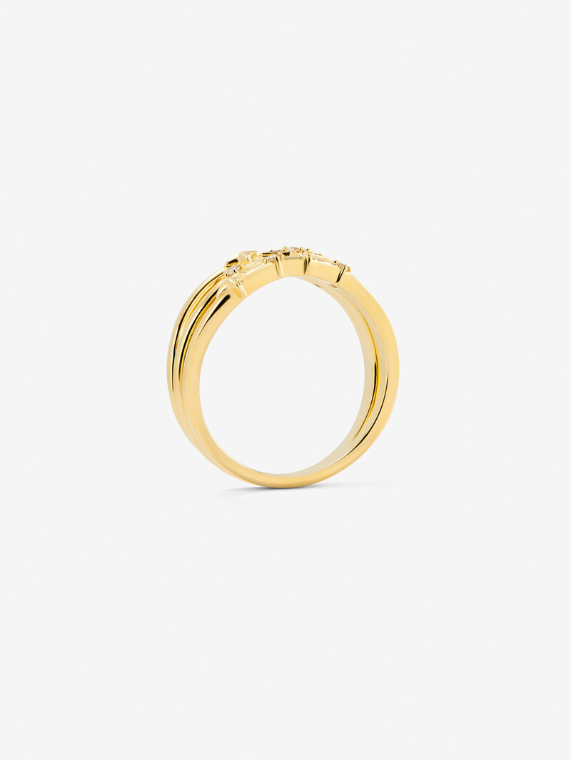 18K yellow gold multi-arm ring with 9 brilliant-cut diamonds with a total of 0.08 cts image number 4