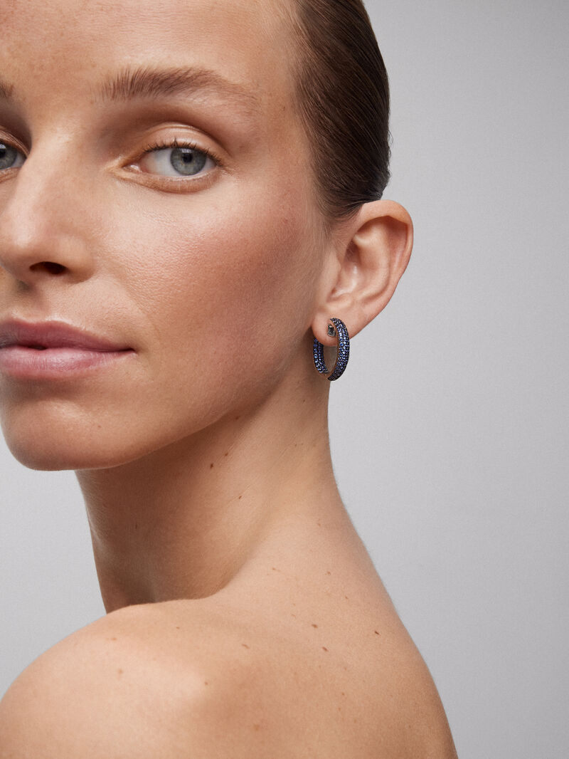 925 silver ring earrings with sapphires image number 1