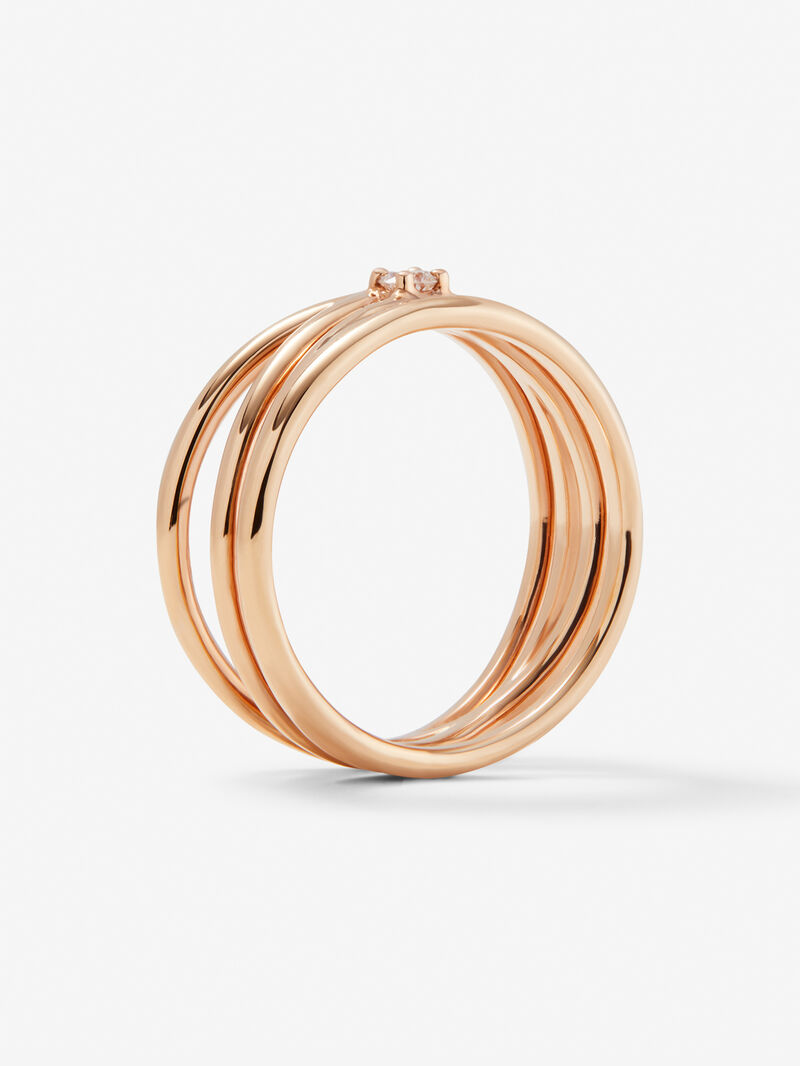 18K rose gold multibrazo ring with white diamond in bright size image number 3