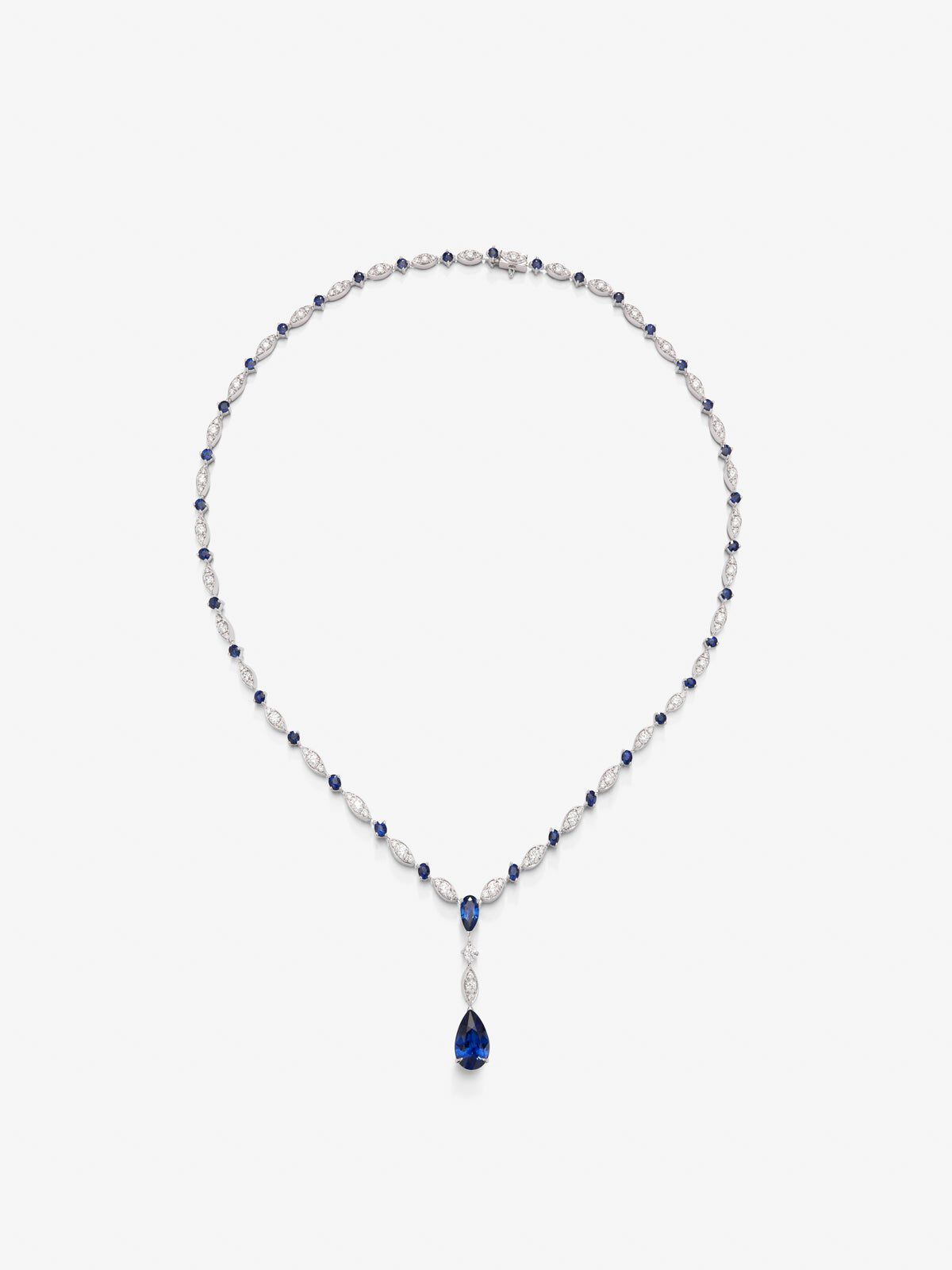 Blue sapphire necklace white gold sales