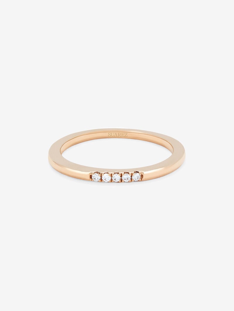 18K rose gold ring with 5 brilliant-cut diamonds with a total of 0.05 cts image number 2