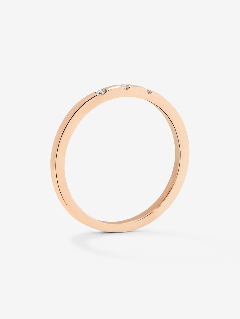 18K rose gold ring with 3 brilliant-cut diamonds with a total of 1.4 cts image number 3