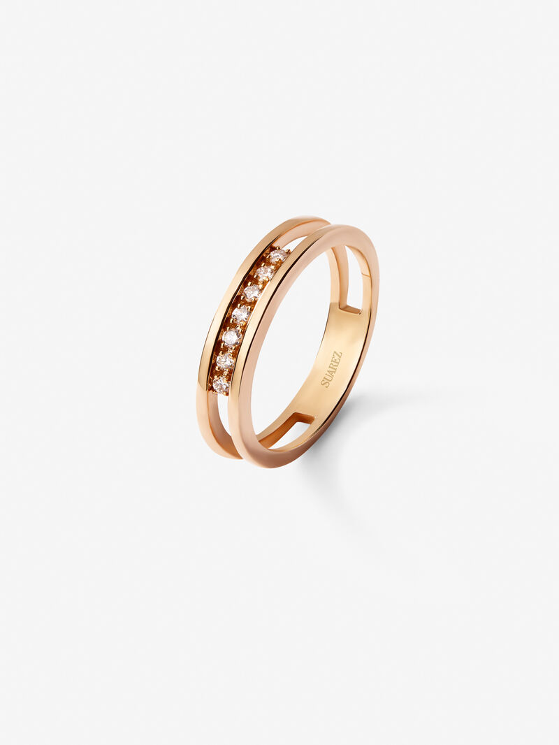 18K rose gold ring with diamonds in bright size image number 0