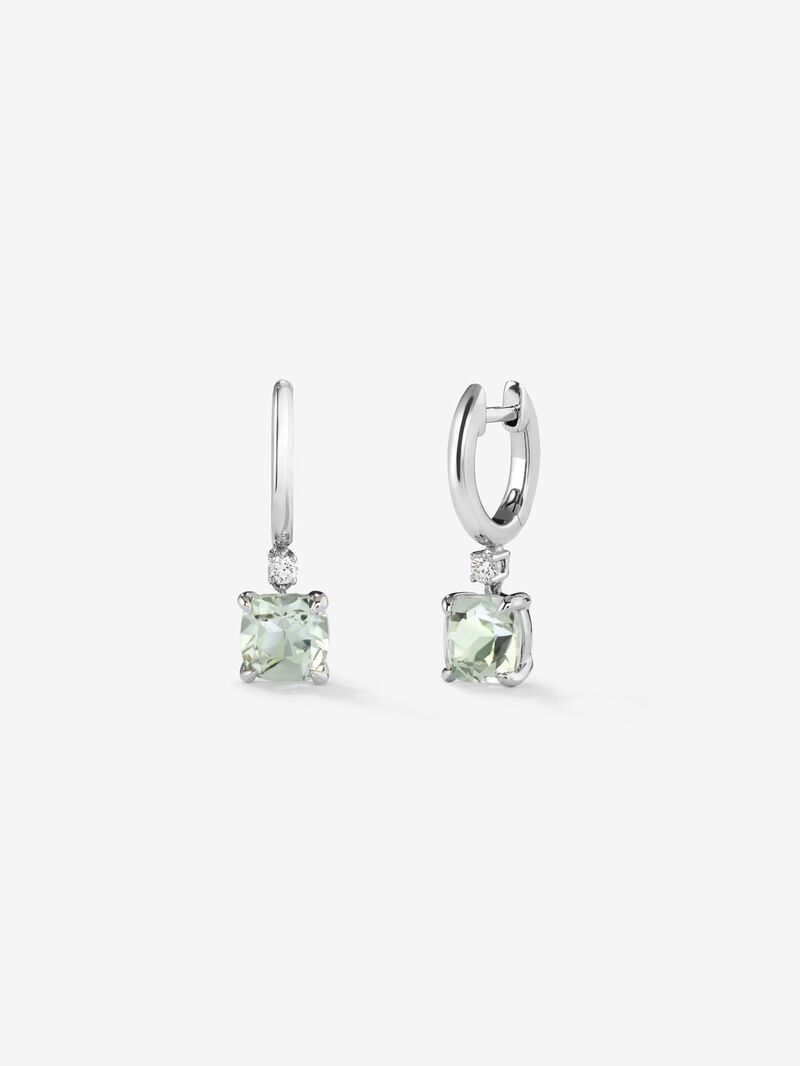 925 Silver hoop earrings with hanging green amethyst image number 0